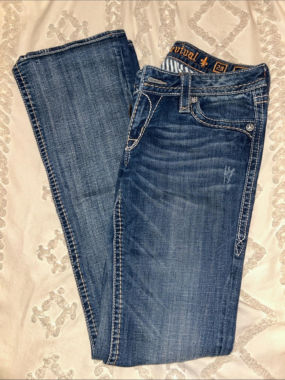 Rock Revival- Dark Blue Women's Jeans with Contrast Stitching